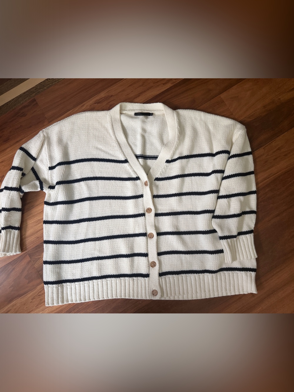 Jenni Kayne Chloe Cardigan cream and navy stripe 2X